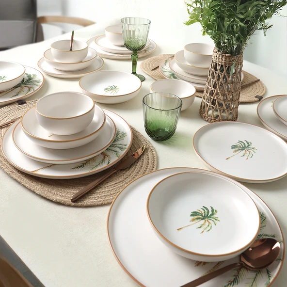 Keramika Bronze Palmiye Yemek Takımı 24 Parça 6 Kişilik 22901-02-03 - 2