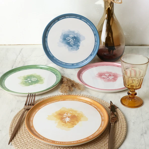Keramika Flowers Mottolu Nordic Pasta Tabağı 22 Cm 4 Adet 22804-05 - 3