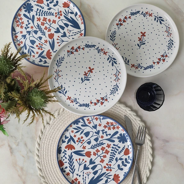 Keramika Dot & Bloom Nordic Pasta Tabağı 22 Cm 4 Adet 22963-64