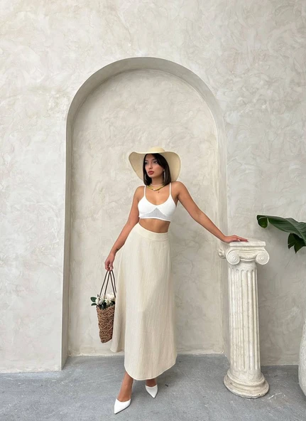 KADIN UZUN ASTARLI KETEN ETEK