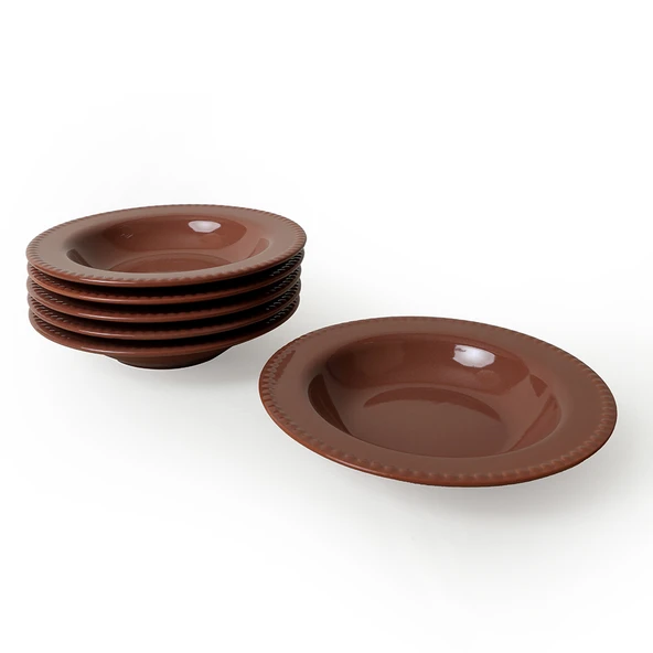 Keramika Kahverengi Bella Yemek Tabağı 21 Cm 6 Adet 605 - 6
