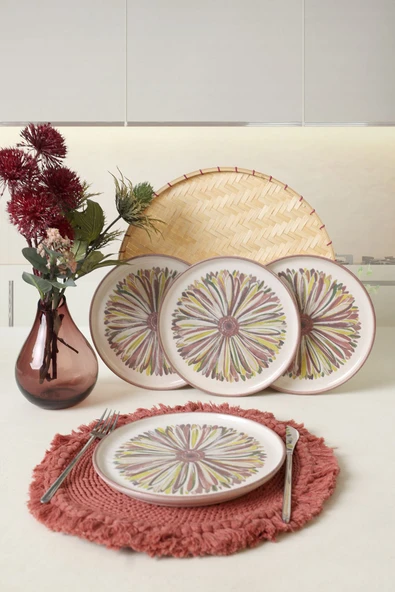 Keramika Serene Flower Nordıc Pasta Tabağı 22 Cm 4 Adet 22983 - 5