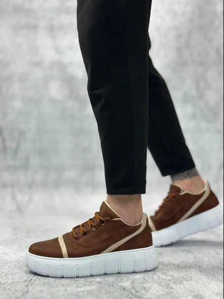 ET0666 Taba Yüksek Taban Erkek Günlük Ayakkabı - Resim 6