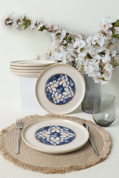 Keramika Wave Flow Nordic Pasta Tabağı 22 Cm 6 Adet 22748 - Resim 3