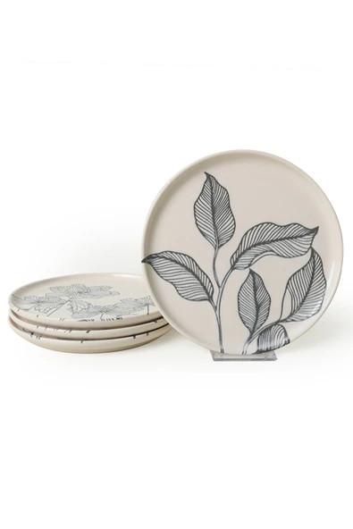 Keramika Leaf Traces Nordıc Pasta Tabağı 22 Cm 4 Adet  / 22881-82-83-85 - Resim 7