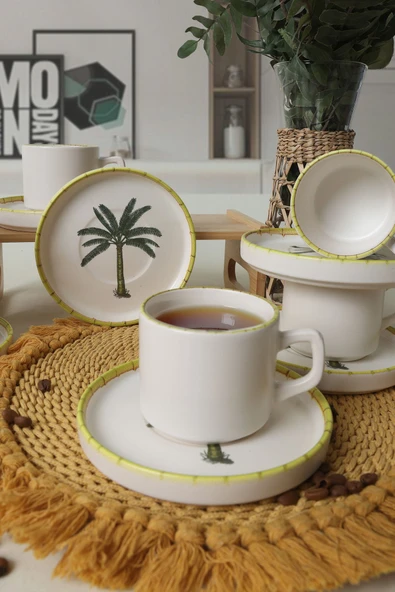 Keramika Palmiye Stackable Çay Takımı 12 Parça 6 Kişilik 22642