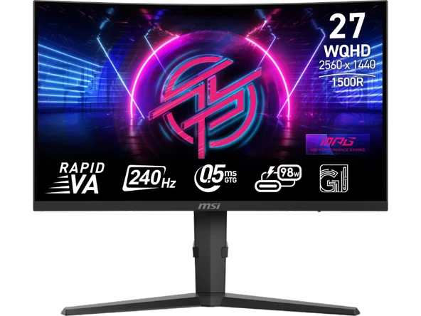 MSI MPG 275CQRXF 27'' WQHD CURVE RAPID VA 240Hz 0.5MS GTG FREESYNC PREMIUM SIYAH GAMING MONITOR
