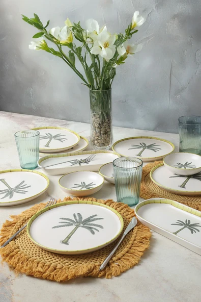 Keramika Palmiye Kahvaltı Takımı 12 Parça 6 Kişilik 22642 - 5