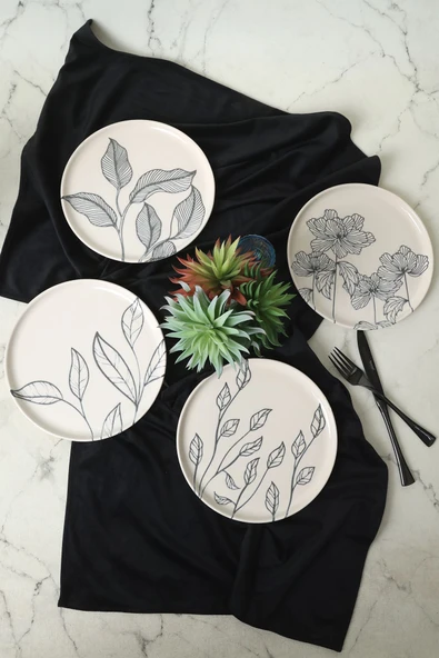 Keramika Leaf Traces Nordıc Pasta Tabağı 22 Cm 4 Adet  / 22881-82-83-85 ürün görseli 1