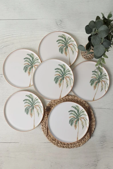 Keramika Bronze Palmiye Nordic Servis Tabağı 28 Cm 6 Adet 22903 - Resim 6