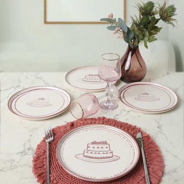 Keramika Pink Cake Nordic Pasta Tabağı 22 Cm 4 Adet 22965-66 - 3