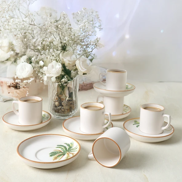 Keramika Bronze Palmiye Nordic Kahve Takımı 12 Parça 6 Kişilik 22902-03 - 2