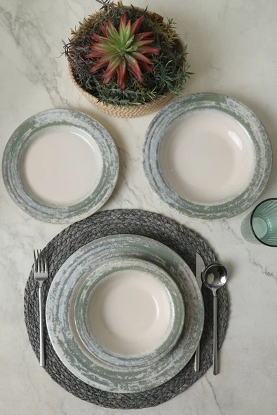 Keramika Deep Green Assos Yemek Takımı 24 Parça 6 Kişilik 22644 - Resim 3