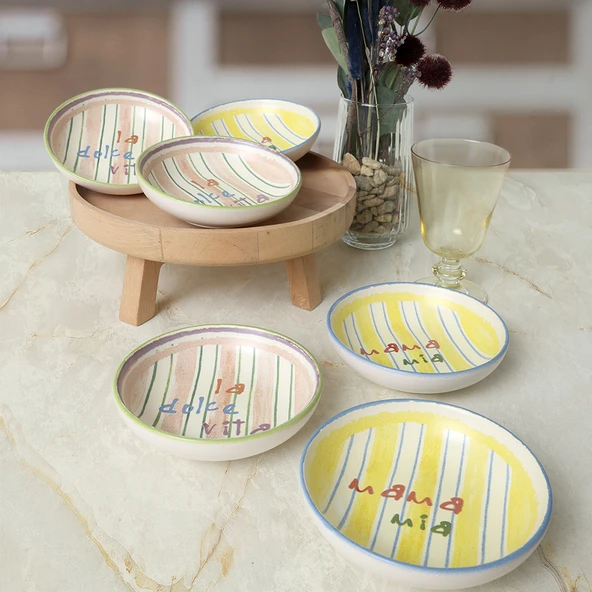 Keramika Mama Mia & La Dolce Vita Halka Çerezlik / Sosluk 13 Cm 6 Adet 22724-25