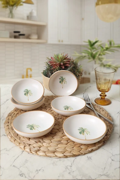 Keramika Bronze Palmiye Halka Çerezlik / Sosluk 13 Cm 6 Adet 22901 - 7