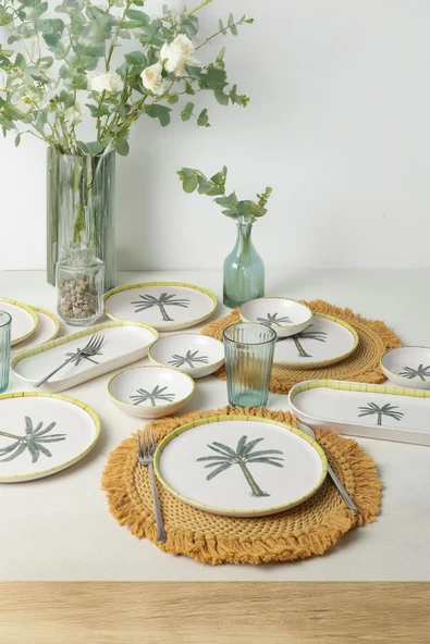 Keramika Palmiye Kahvaltı Takımı 12 Parça 6 Kişilik 22642 - 6