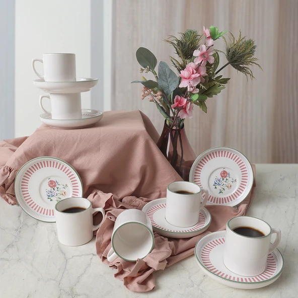 Keramika Rose Line Nordic Kahve Takımı 12 Parça 6 Kişilik 22910-12