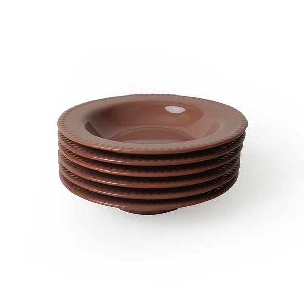 Keramika Kahverengi Bella Yemek Tabağı 21 Cm 6 Adet 605 - 5
