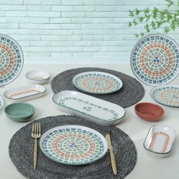 Keramika Etnik Kahvaltı Takımı 13 Parça 6 Kişilik 22554 - 2