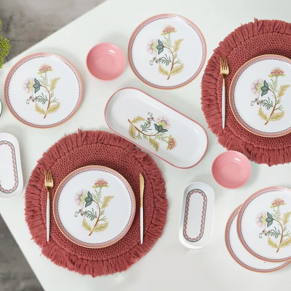 Keramika Çiçek Kahvaltı Takımı 13 Parça 6 Kişilik 22555 - 3