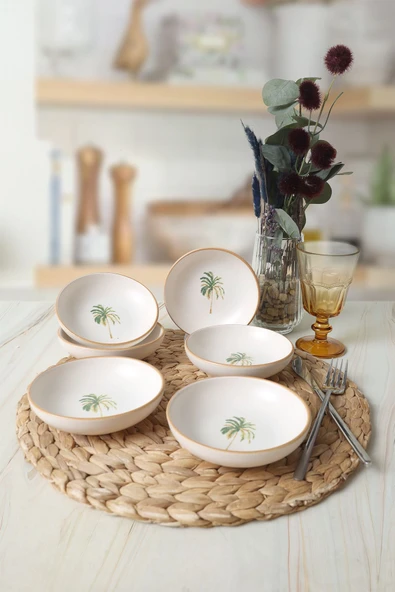 Keramika Bronze Palmiye Halka Çerezlik / Sosluk 13 Cm 6 Adet 22901 - 2