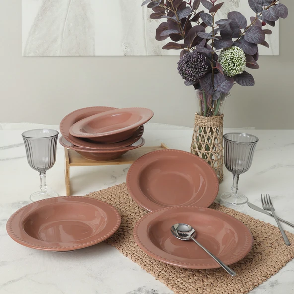 Keramika Kahverengi Bella Yemek Tabağı 21 Cm 6 Adet 605 - 4