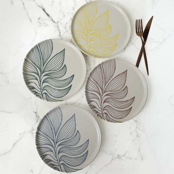 Keramika Leaf Harmony Nordıc Pasta Tabağı 22 Cm 4 Adet / 22974-77