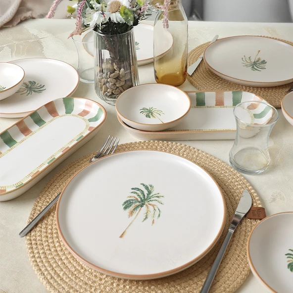 Keramika Bronze Palmiye Kahvaltı Takımı 12 Parça 6 Kişilik 22900-01 - 2