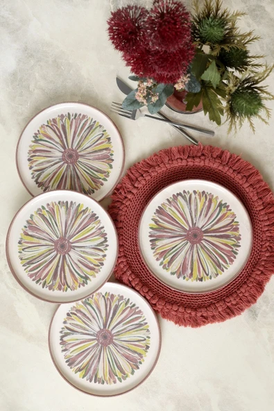 Keramika Serene Flower Nordıc Pasta Tabağı 22 Cm 4 Adet 22983