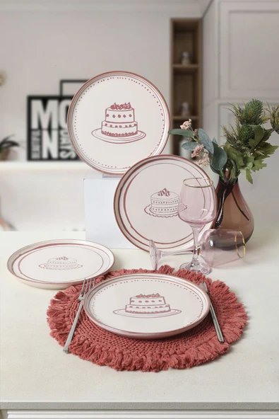 Keramika Pink Cake Nordic Pasta Tabağı 22 Cm 4 Adet 22965-66 - Resim 2