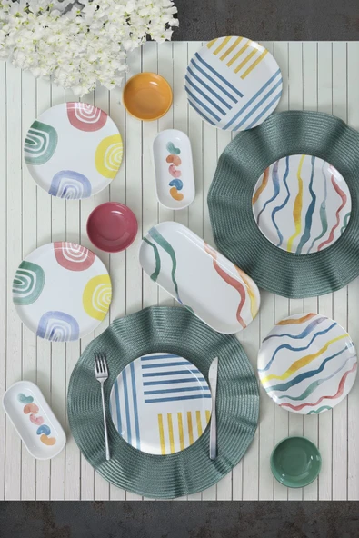 Keramika Etnik Kahvaltı Takımı 13 Parça 6 Kişilik 22551