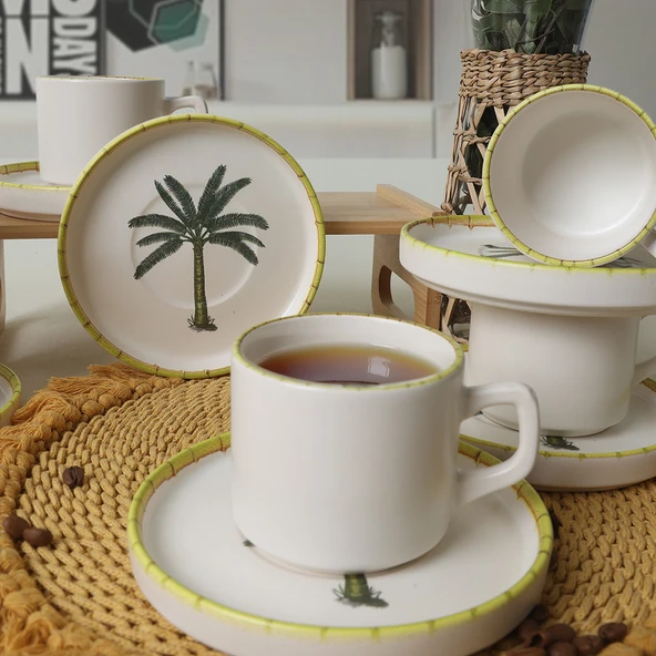 Keramika Palmiye Stackable Çay Takımı 12 Parça 6 Kişilik 22642