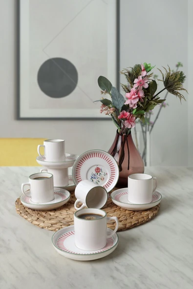 Keramika Rose Line Nordic Kahve Takımı 12 Parça 6 Kişilik 22910-12 - 7