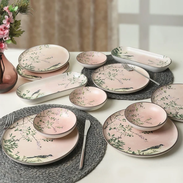 Keramika Pink Woods Kahvaltı Takımı 12 Parça 6 Kişilik 22639-41 - 5