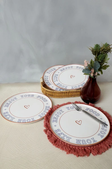 Keramika Enjoy Your Food Nordic Servis Tabağı 28 cm 4 Adet 22973 - Resim 4