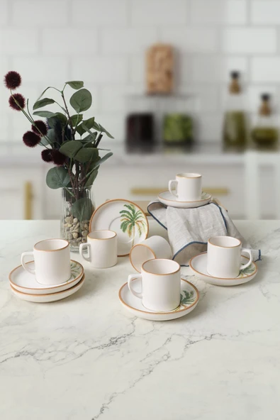 Keramika Bronze Palmiye Nordic Kahve Takımı 12 Parça 6 Kişilik 22902-03 - 4