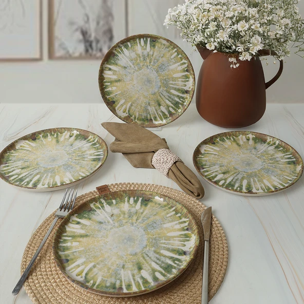 Keramika Green Ripple Nordıc Pasta Tabağı 22 Cm 4 Adet / 22896 - 3