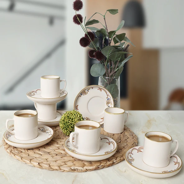 Keramika Bronze Bloom Nordic Kahve Takımı 12 Parça 6 Kişilik 22928-29 - 2