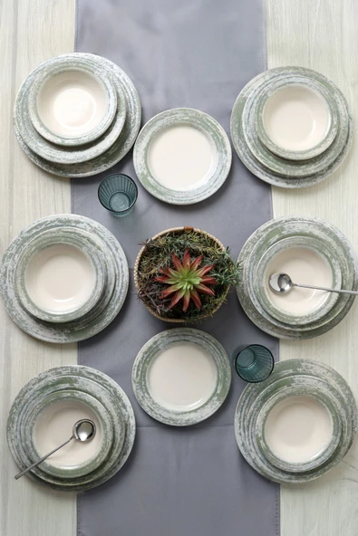 Keramika Deep Green Assos Yemek Takımı 24 Parça 6 Kişilik 22644 - Resim 6