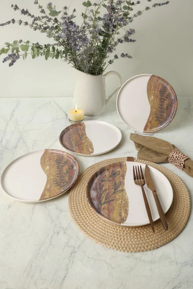 Keramika Terra Leaf Nordıc Pasta Tabağı 22 Cm 4 Adet / 22969-70 - Resim 2