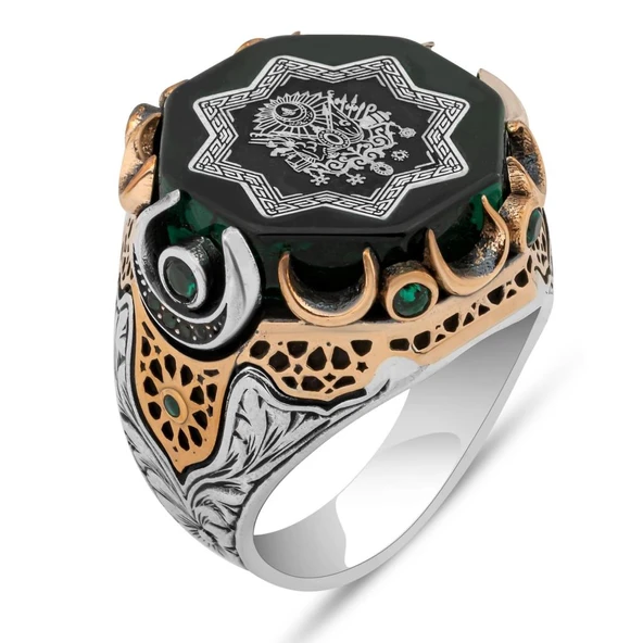 Osmanlı Devleti Armalı 925 Ayar Erkek Gümüş Yüzük - Resim 2