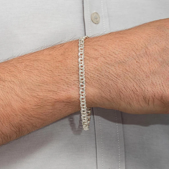 Garibaldi Modeli 925 Ayar Gümüş Erkek Bileklik Künye - 6