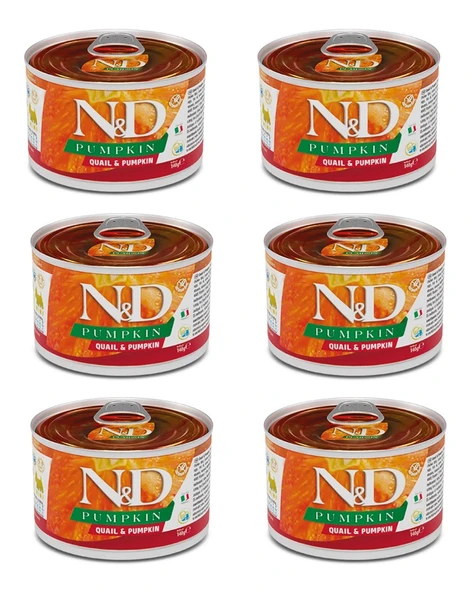 N&D Pumpkin Bıldırcın ve Balkabaklı Mini Irk Konserve Yaş Köpek Maması 140 gr x 6 Adet