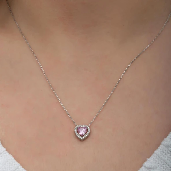 Kalpli Pembe Taşlı Gümüş Bayan Takı Seti - 2