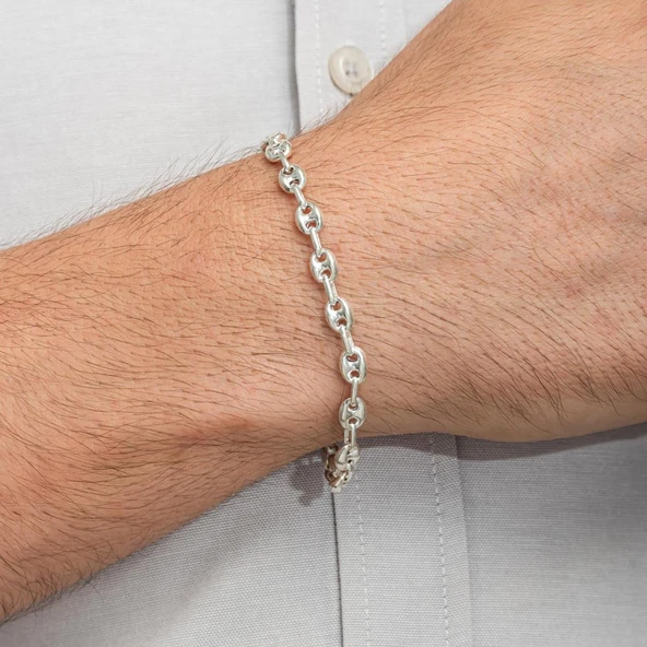 Gemici Halat 925 Ayar Gümüş Erkek Bileklik Künye - Resim 4