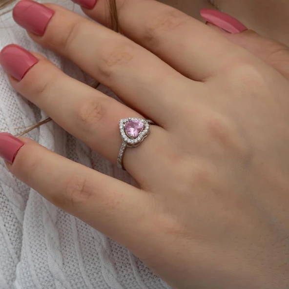 Kalpli Pembe Taşlı Gümüş Bayan Takı Seti - 10