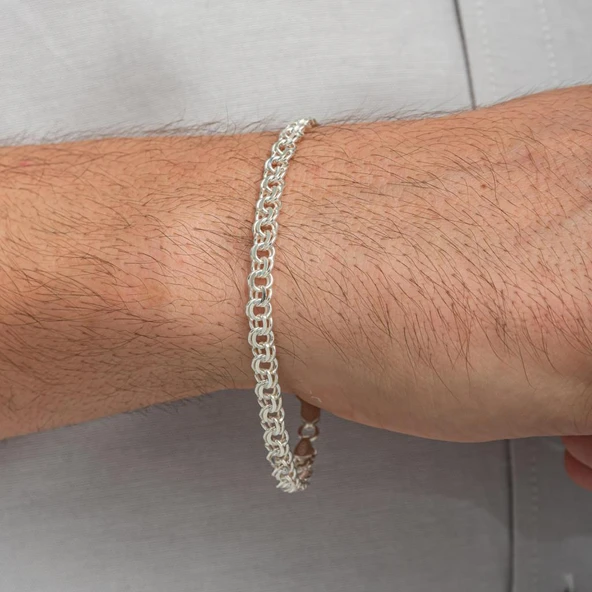 Garibaldi Modeli 925 Ayar Gümüş Erkek Bileklik Künye - 5