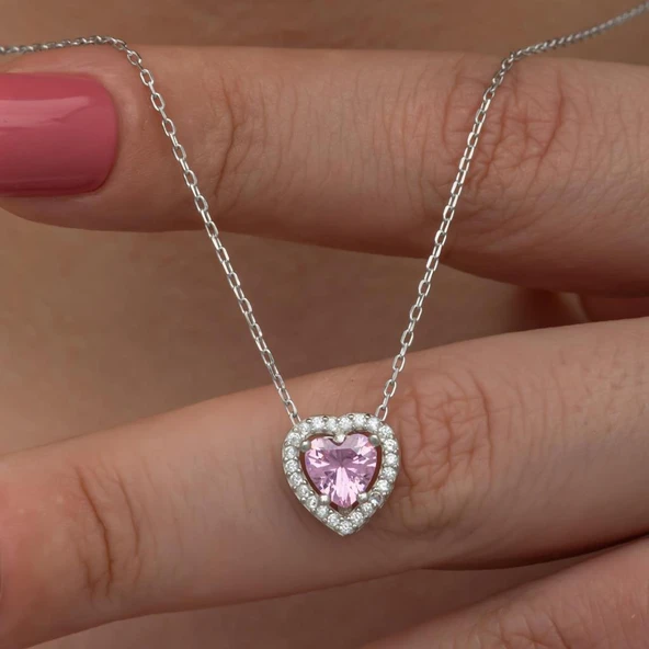 Kalpli Pembe Taşlı Gümüş Bayan Takı Seti - 6