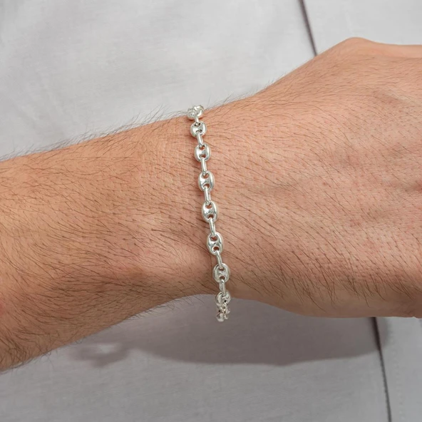 Gemici Halat 925 Ayar Gümüş Erkek Bileklik Künye - Resim 3