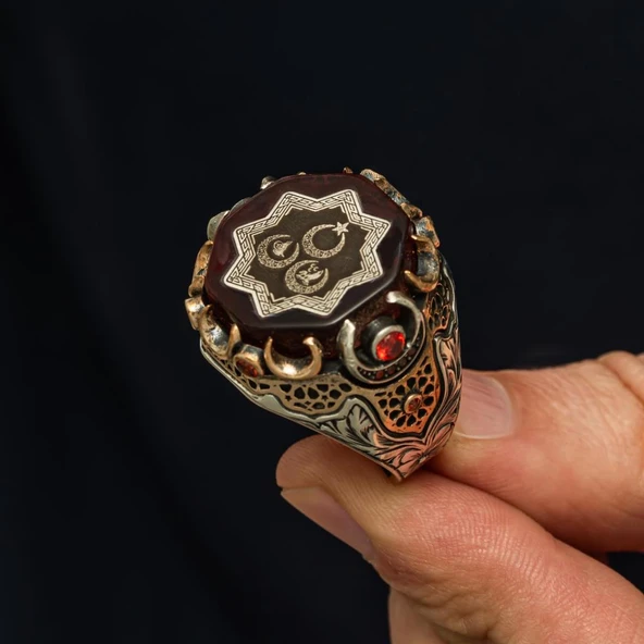 3 Hilal Bozkurt Ayyıldız 925 Gümüş Yüzük